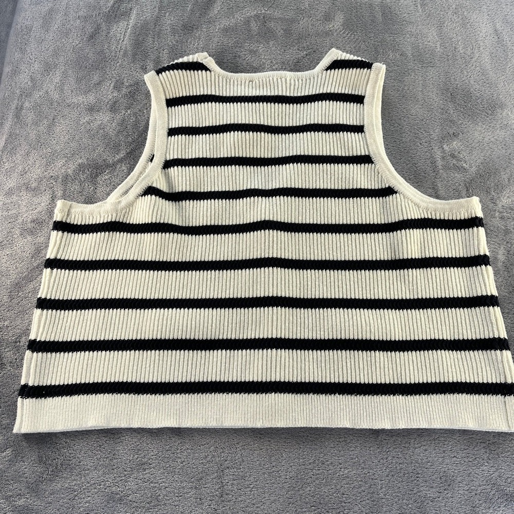 Sam Edelman Winnie Anthro Sweater Vest $89 XL Navy White Stripe Summer Parisian - Picture 8 of 11